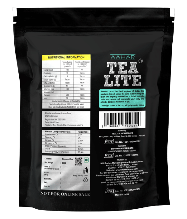 Aahar Tealite pack information