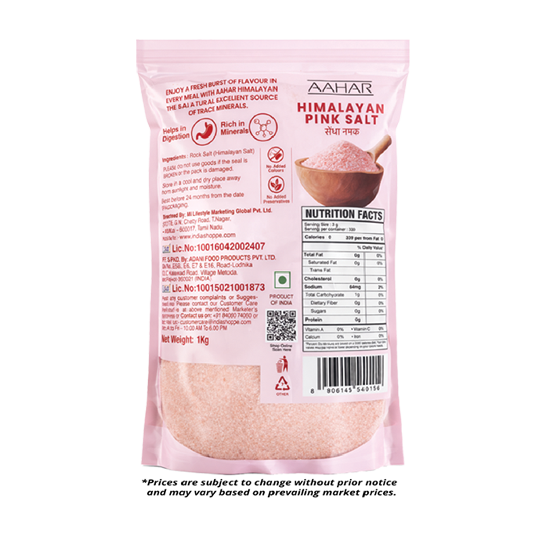 Aahar Himalayan Pink Salt pack information